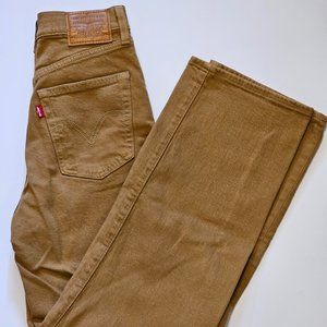 ✨ Levi's Women's Ribcage Straight Leg Crop Denim in Brown Tan Caraway ✨